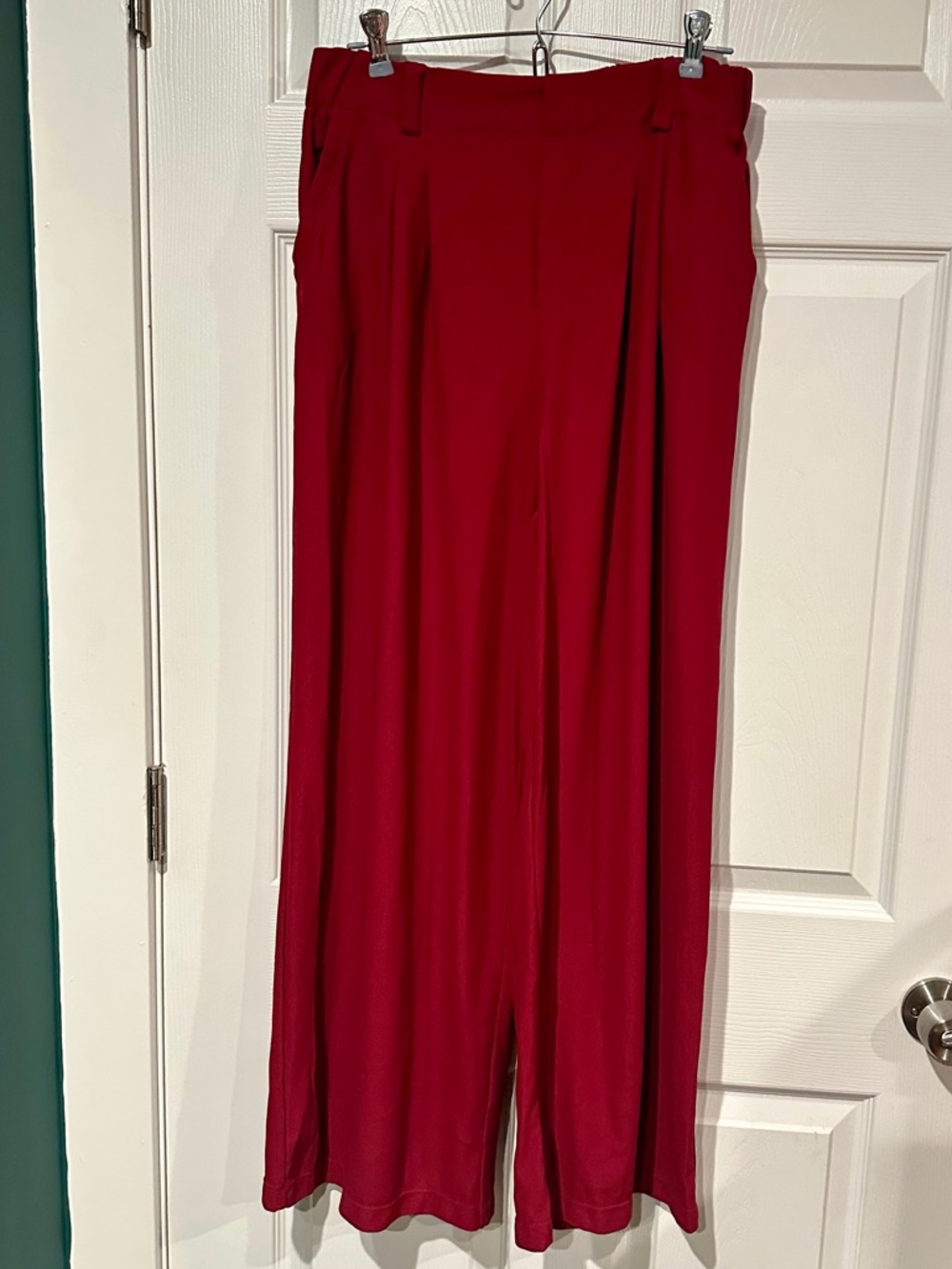 HALARA Elastic Wide-Leg Red Pants Large